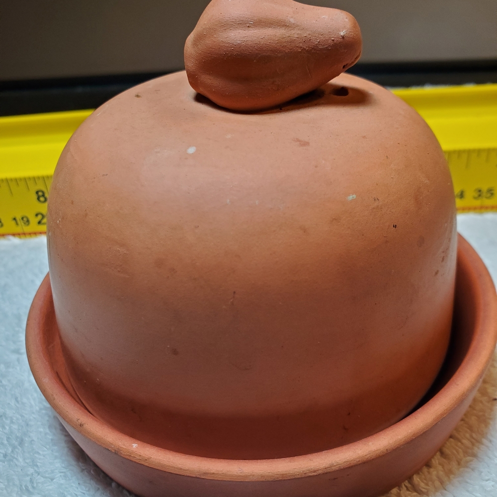 Cute small terra cotta garlic baker, garlic roaster 4.25" x 4.25” x 3.75” / 11cm